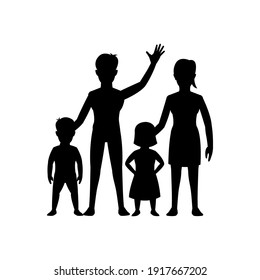 black silhouette design with isolated white background of member of family,vector illstration