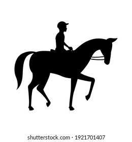 black silhouette design with isolated white background ofjockey and horse,vector illstration