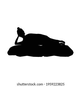 black silhouette design with isolated white background of lord of buddha dead,vector illustration