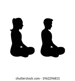 black silhouette design with isolated white background of couple meditate,vector illustration