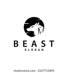 black silhouette design logo wolf wild animal simple illustration template