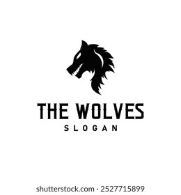 Logo de diseño de silueta negra Wolf Wild Animal Plantilla de ilustración simple