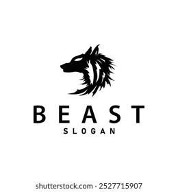 black silhouette design logo wolf wild animal simple illustration template