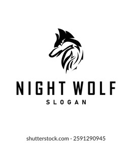 black silhouette design logo wolf wild animal simple illustration template