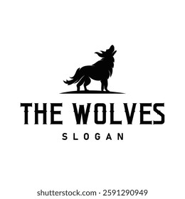 black silhouette design logo wolf wild animal simple illustration template