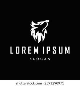 black silhouette design logo wolf wild animal simple illustration template