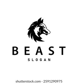 black silhouette design logo wolf wild animal simple illustration template
