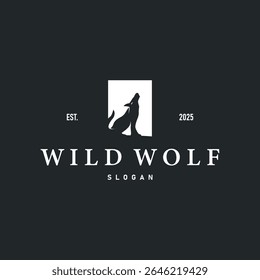 black silhouette design logo wolf wild animal simple illustration template