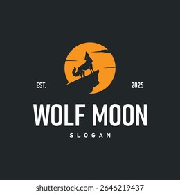 silhueta preta design logotipo lobo animal selvagem modelo de ilustração simples