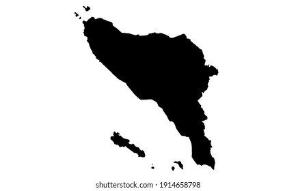black silhouette design map of Aceh province in north sumatra