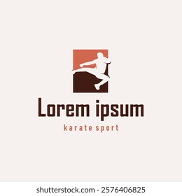 black silhouette design of martial art sport logo taekwondo karate with simple minimalist concept of sports branch template