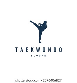 black silhouette design of martial art sport logo taekwondo karate with simple minimalist concept of sports branch template