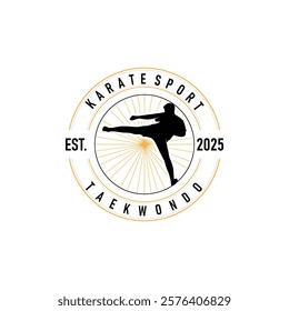 black silhouette design of martial art sport logo taekwondo karate with simple minimalist concept of sports branch template