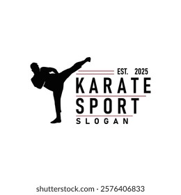 black silhouette design of martial art sport logo taekwondo karate with simple minimalist concept of sports branch template