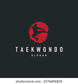 black silhouette design of martial art sport logo taekwondo karate with simple minimalist concept of sports branch template