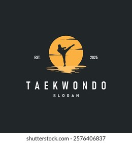 black silhouette design of martial art sport logo taekwondo karate with simple minimalist concept of sports branch template