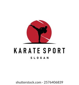 black silhouette design of martial art sport logo taekwondo karate with simple minimalist concept of sports branch template