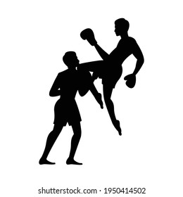 black silhouette design of martial arts of thailand called muay thai,vector illustration