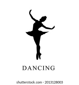 black silhouette design on white background isolated of women's ballet dancing, vector illustration