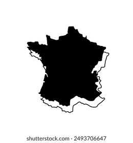 black silhouette design of paris France map on white background