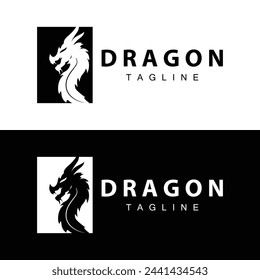 Black silhouette design simple dragon logo animal legend template illustration