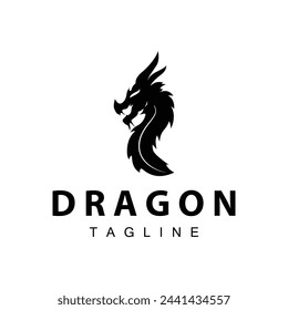 Black silhouette design simple dragon logo animal legend template illustration