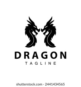 Black silhouette design simple dragon logo animal legend template illustration