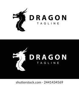 Black silhouette design simple dragon logo animal legend template illustration