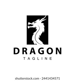Black silhouette design simple dragon logo animal legend template illustration