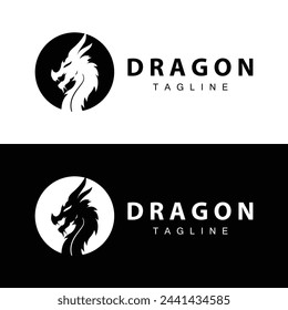 Black silhouette design simple dragon logo animal legend template illustration