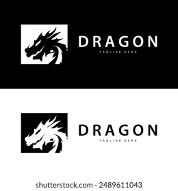 Black silhouette design simple dragon logo animal legend template illustration