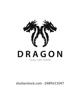 Black silhouette design simple dragon logo animal legend template illustration