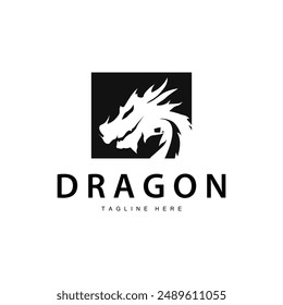 Black silhouette design simple dragon logo animal legend template illustration