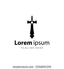 Black silhouette design simple logo sword illustration sword warrior knight template vintage retro