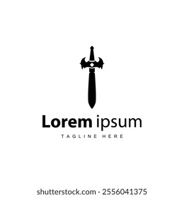 Black silhouette design simple logo sword illustration sword warrior knight template vintage retro