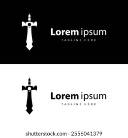 Black silhouette design simple logo sword illustration sword warrior knight template vintage retro