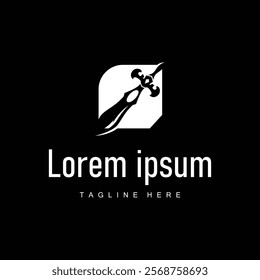 Black silhouette design simple logo sword illustration sword warrior knight template vintage retro
