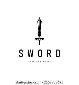 Black silhouette design simple logo sword illustration sword warrior knight template vintage retro
