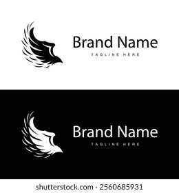 black silhouette design simple wing logo illustration minimalist animal wings for icon symbol template