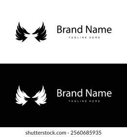 black silhouette design simple wing logo illustration minimalist animal wings for icon symbol template
