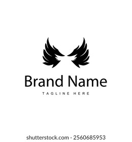 black silhouette design simple wing logo illustration minimalist animal wings for icon symbol template