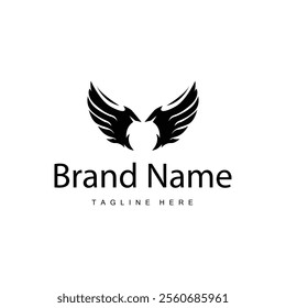 black silhouette design simple wing logo illustration minimalist animal wings for icon symbol template