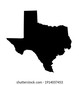 black silhouette design of Texas state map on white background