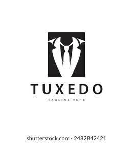 Black silhouette design tuxedo jacket logo simple illustration template for company branding use