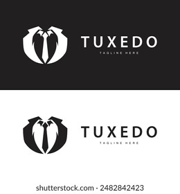 Black silhouette design tuxedo jacket logo simple illustration template for company branding use