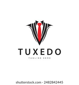 Black silhouette design tuxedo jacket logo simple illustration template for company branding use