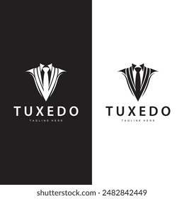 Black silhouette design tuxedo jacket logo simple illustration template for company branding use