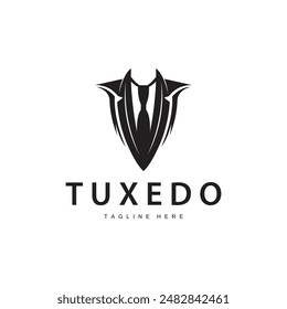Black silhouette design tuxedo jacket logo simple illustration template for company branding use