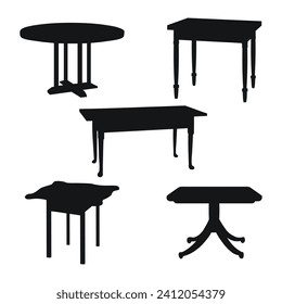 Black silhouette of a desk, dinner table, dressing table, desktop, kitchen table. Piece of furniture