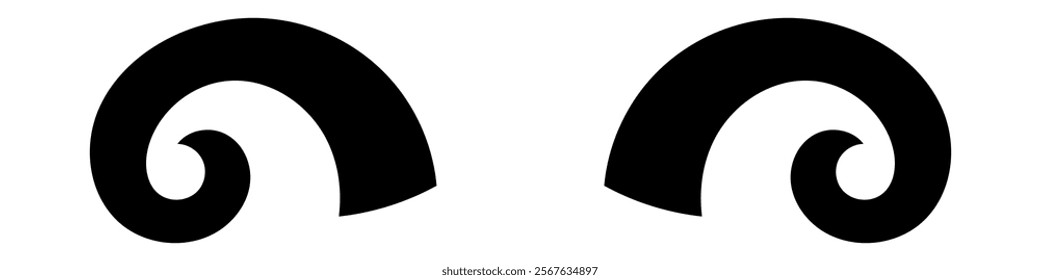 Black silhouette of devil horn. Demon horn symbol. Vector illustration isolated on white background.